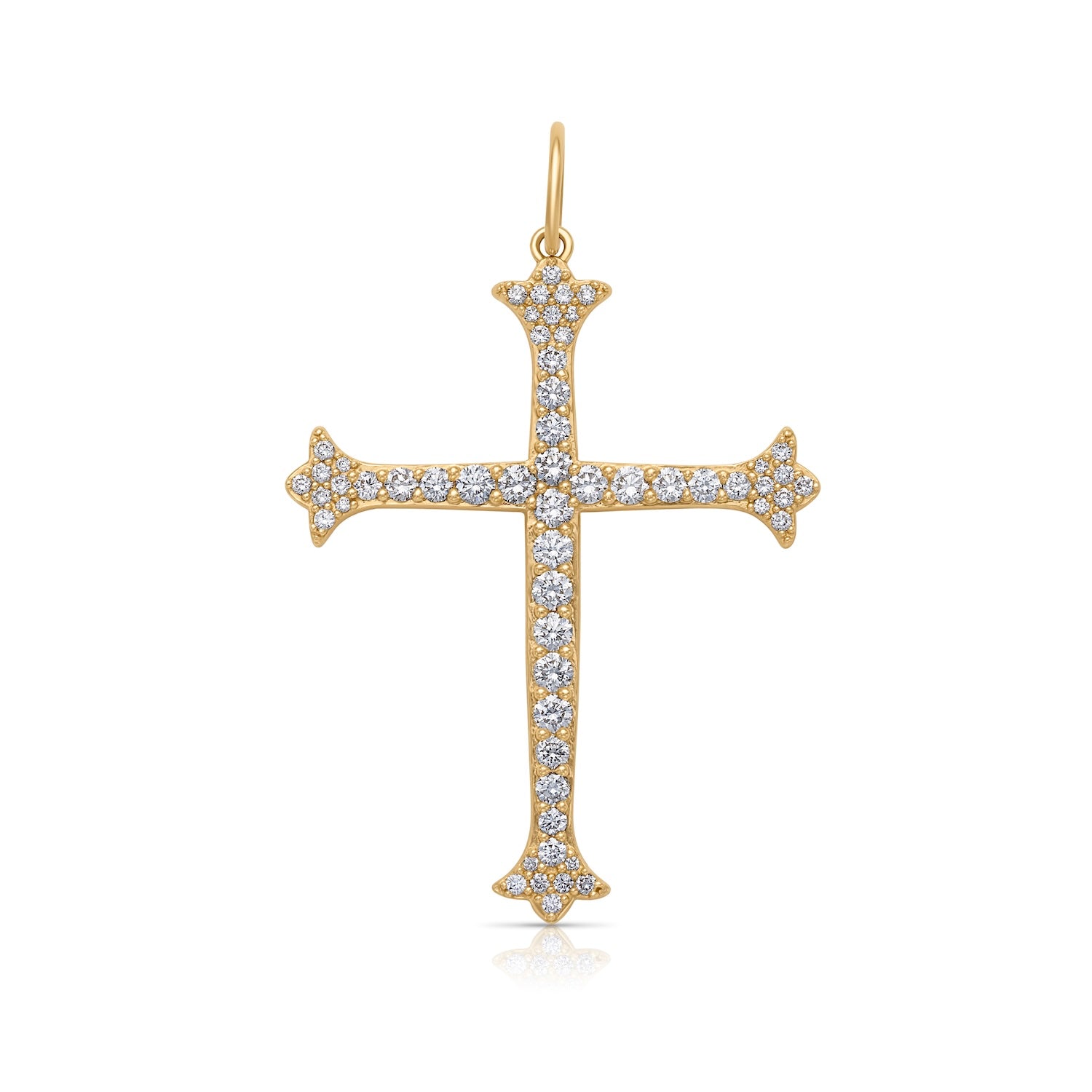 14KY Diamond Cross with Scalloped Edge