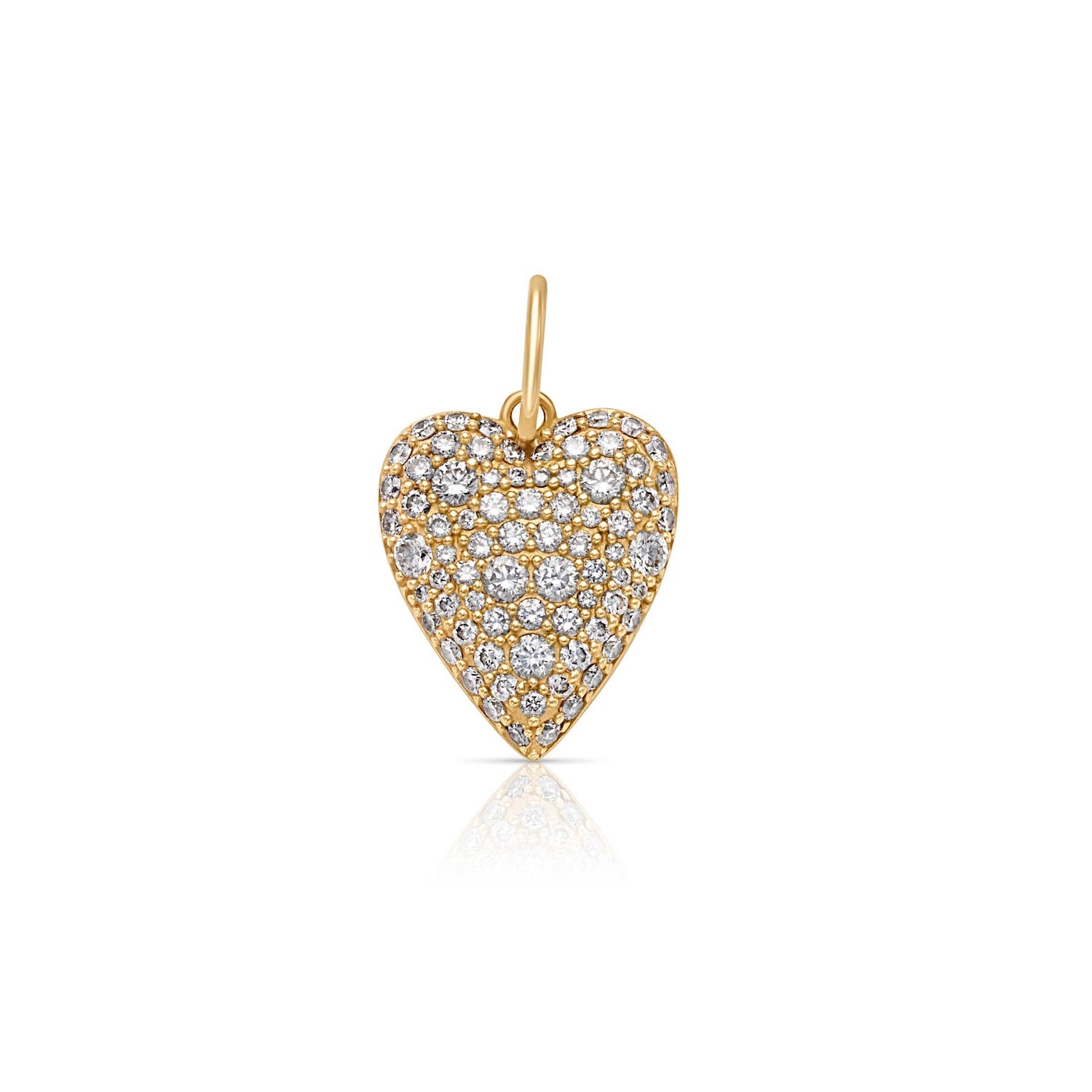 14KY Puffy Diamond Heart Charm