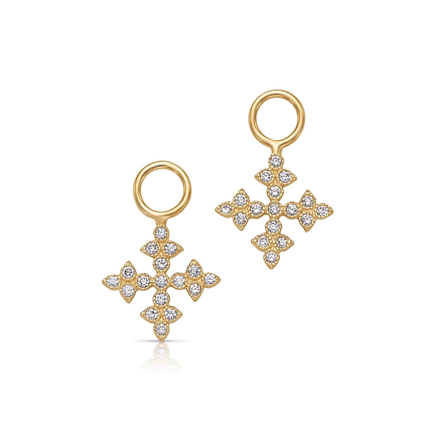 14KY Tiny Trio Diamond Cross Earring Charms