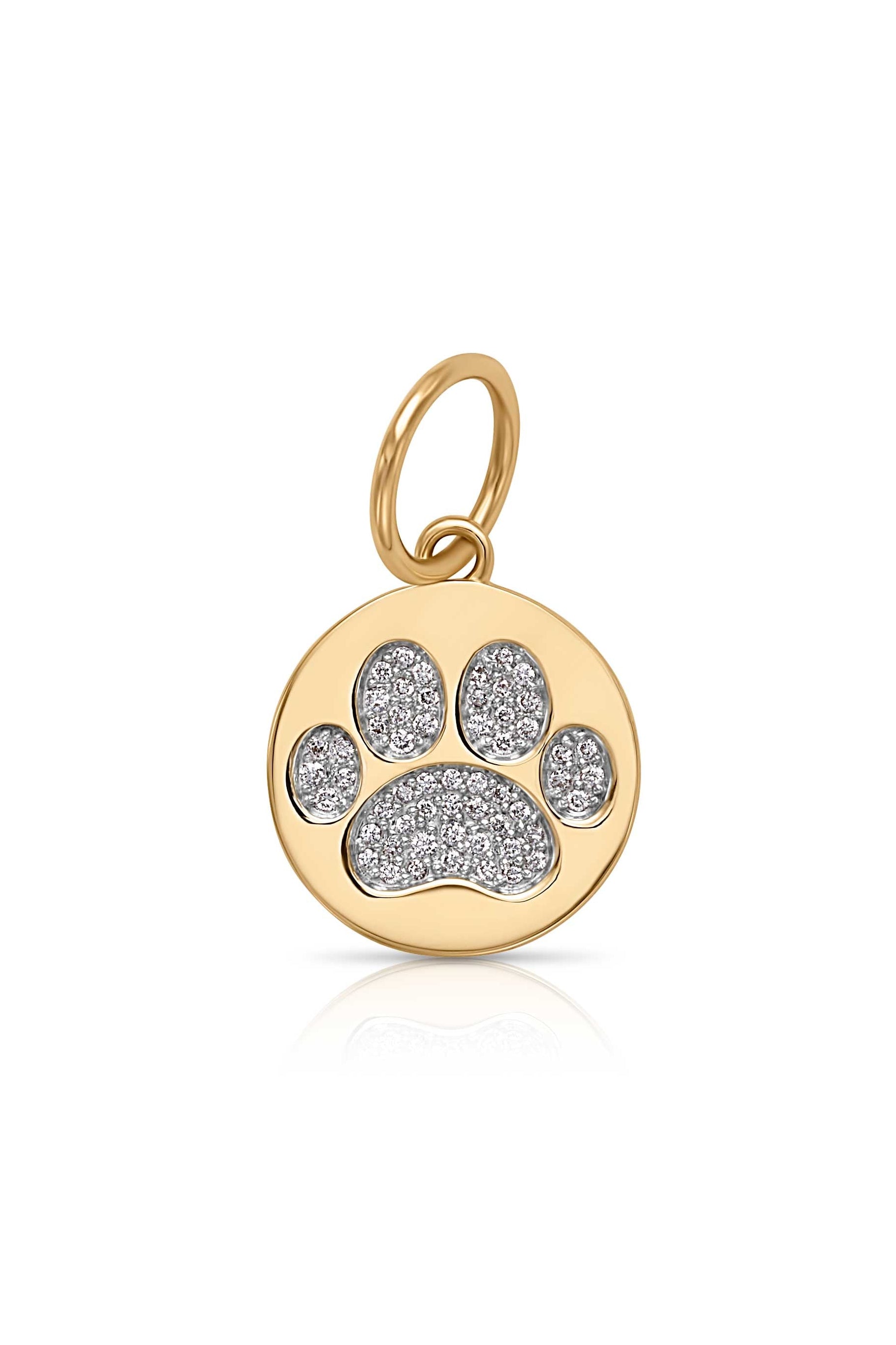 14KY Diamond Paw Disc Charm