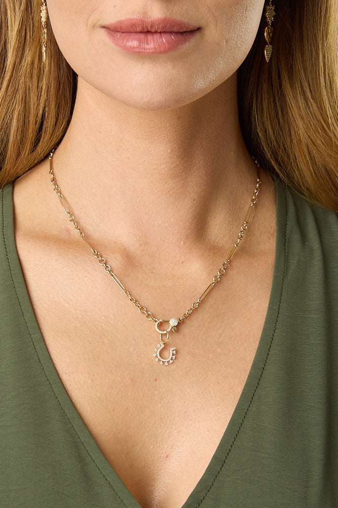 14KY Small Diamond Horseshoe Charm