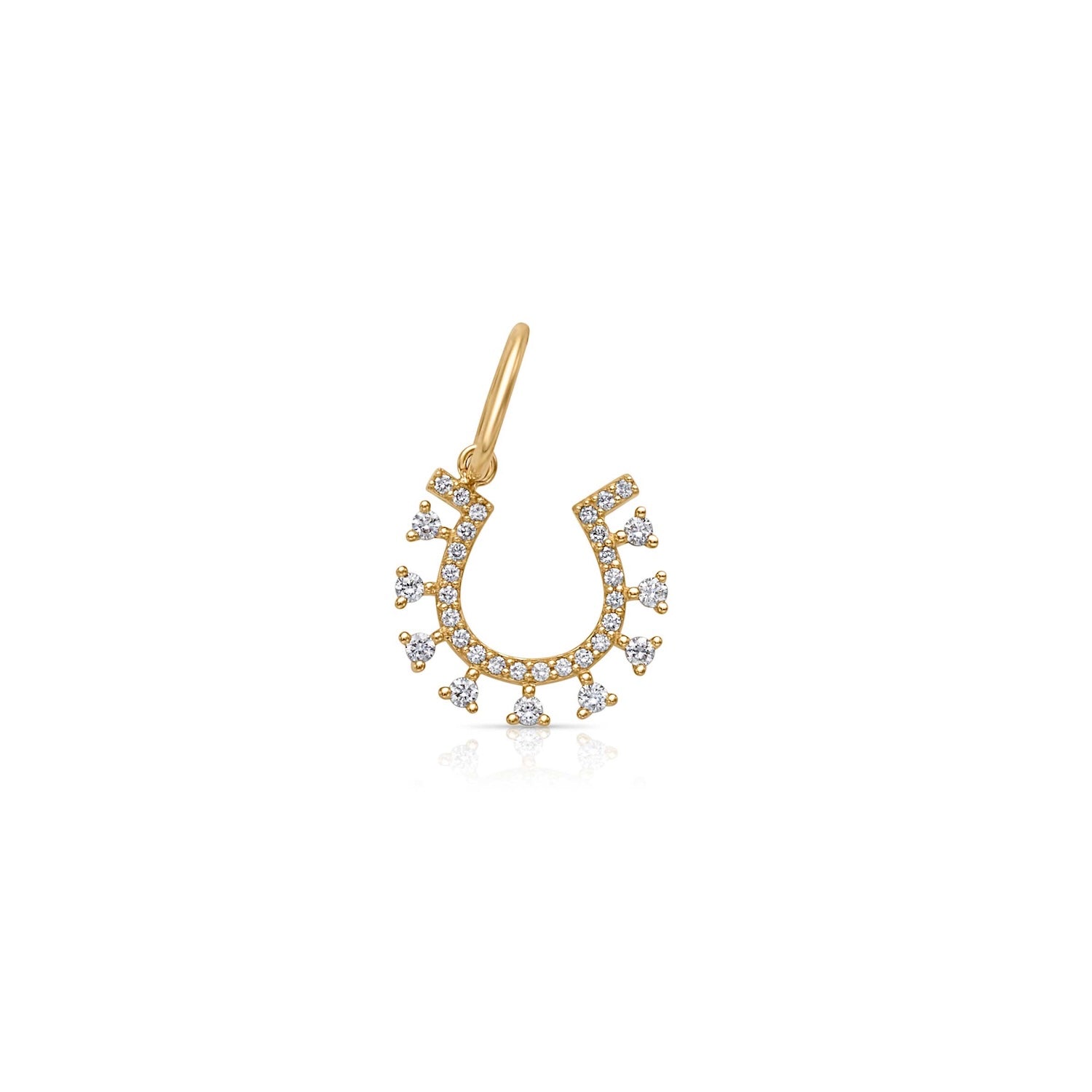 14KY Small Diamond Horseshoe Charm