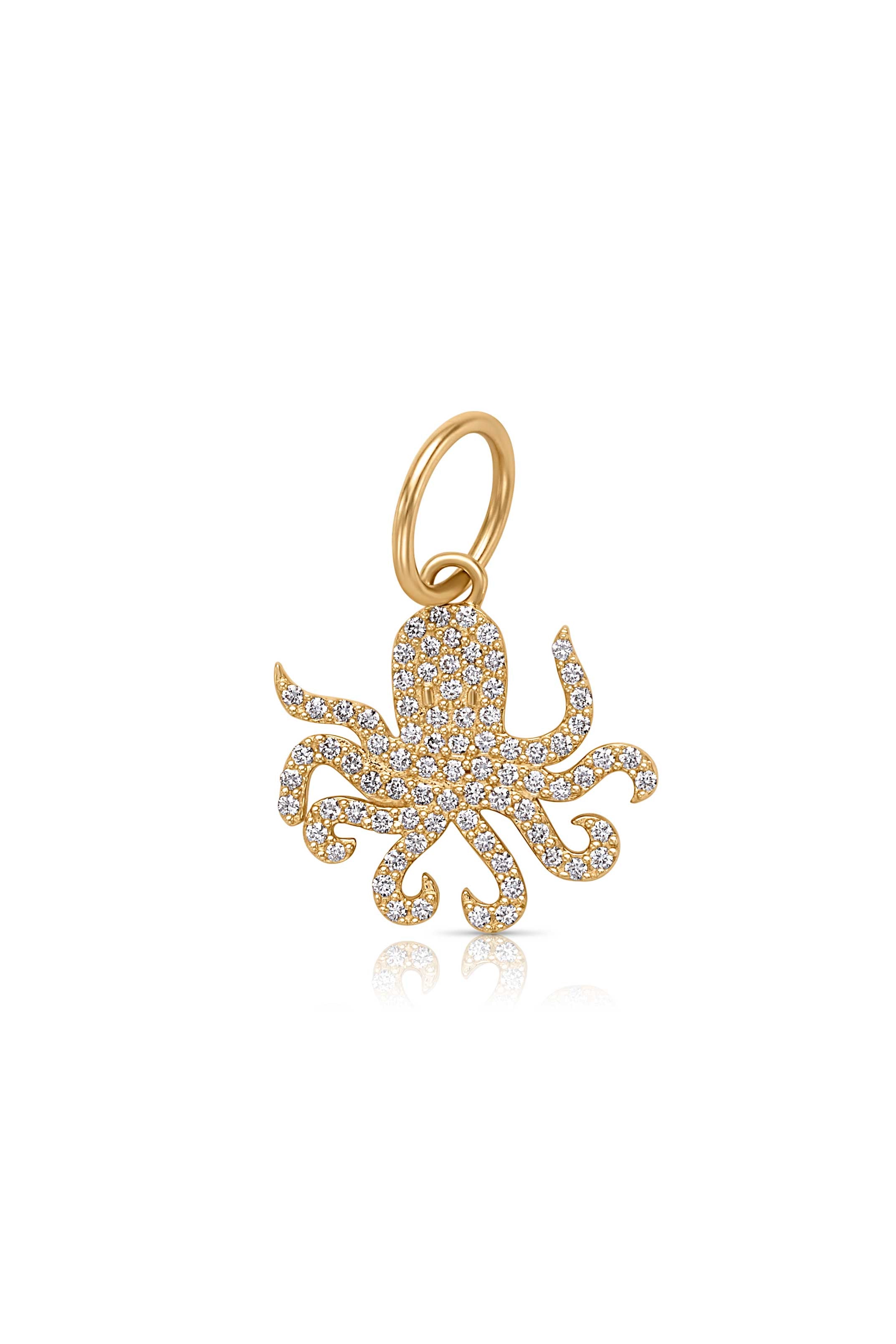 14KY Diamond Octopus Charm