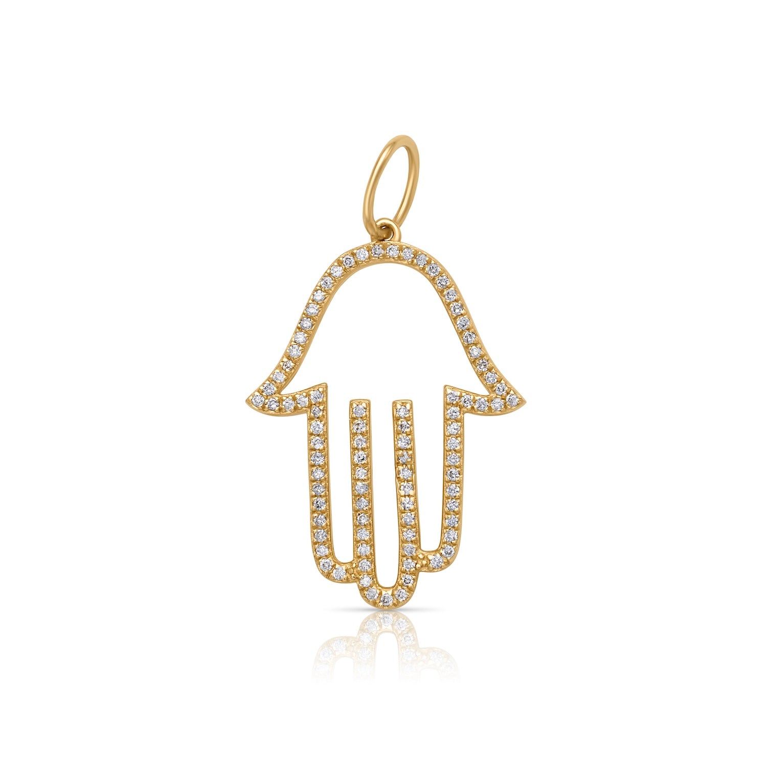 14KY Pave Hamsa Charm-Necklace-SAFFRON JEWELRY-Susan Saffron Jewelry