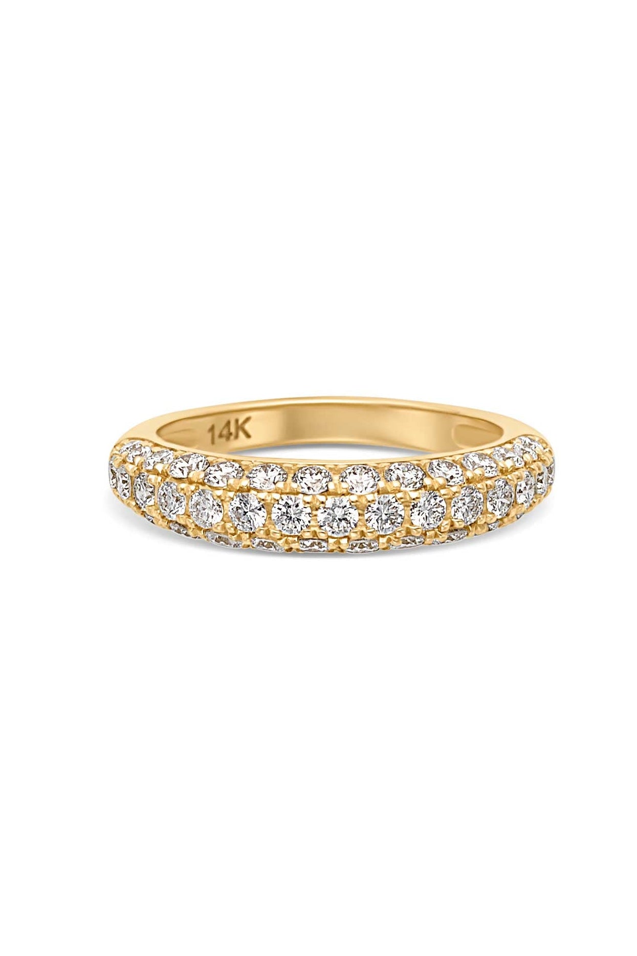 14KY 3 Row Diamond Pinky Ring