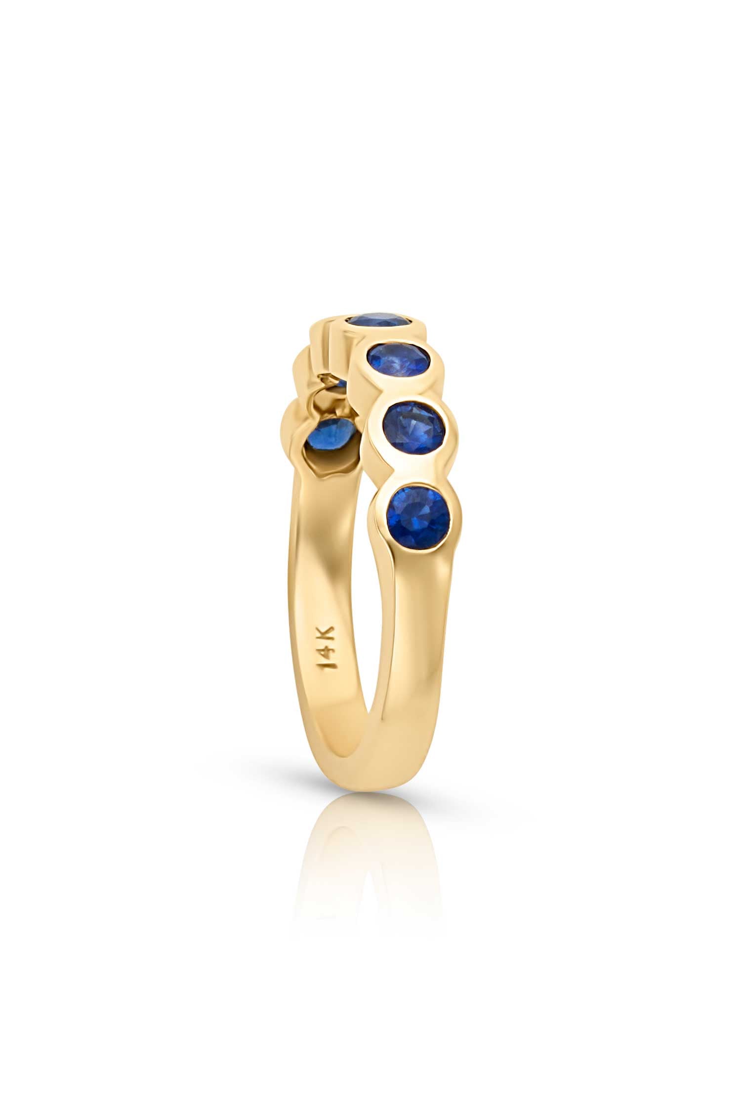 14KY Blue Sapphire Bezel Ring