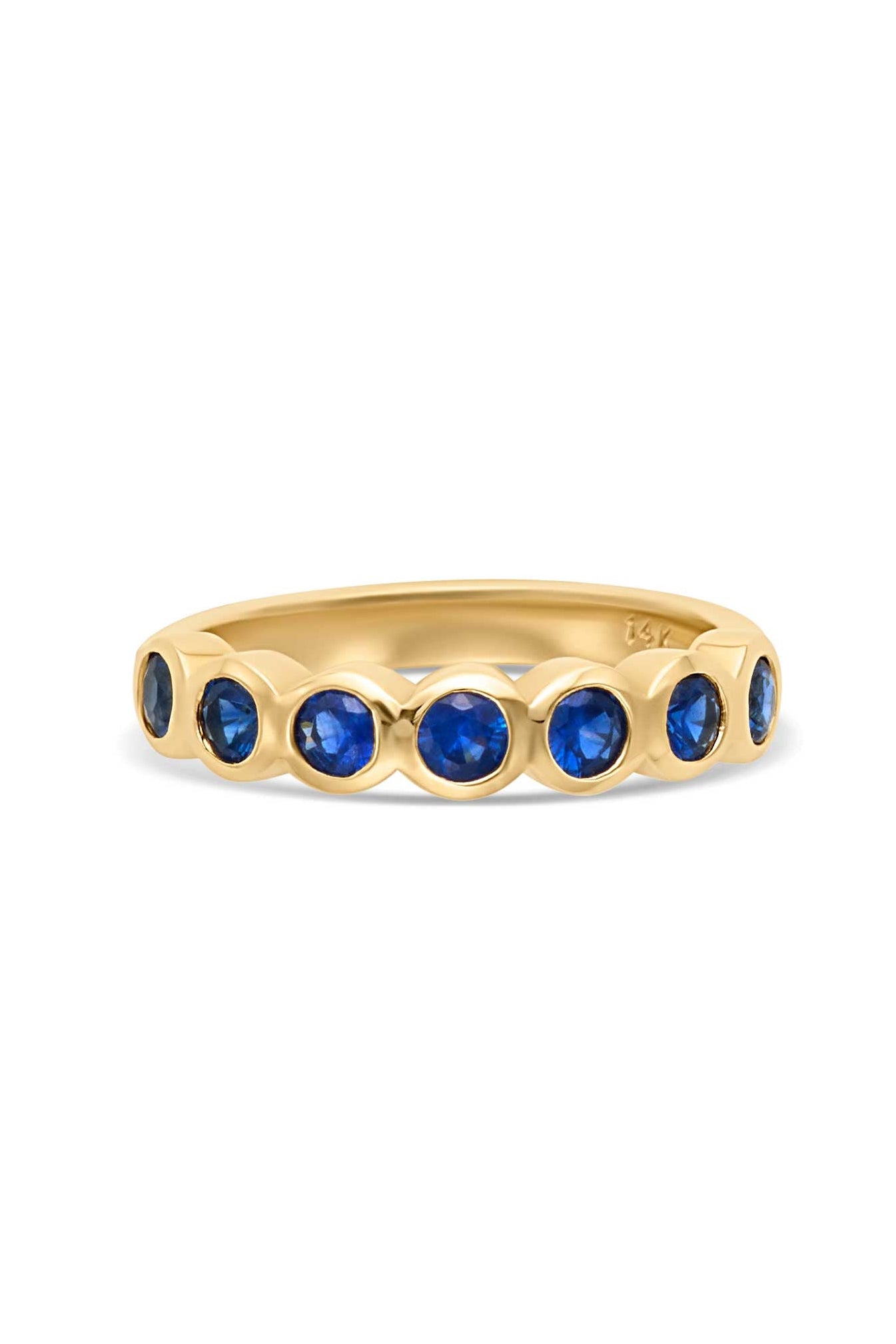 14KY Blue Sapphire Bezel Ring
