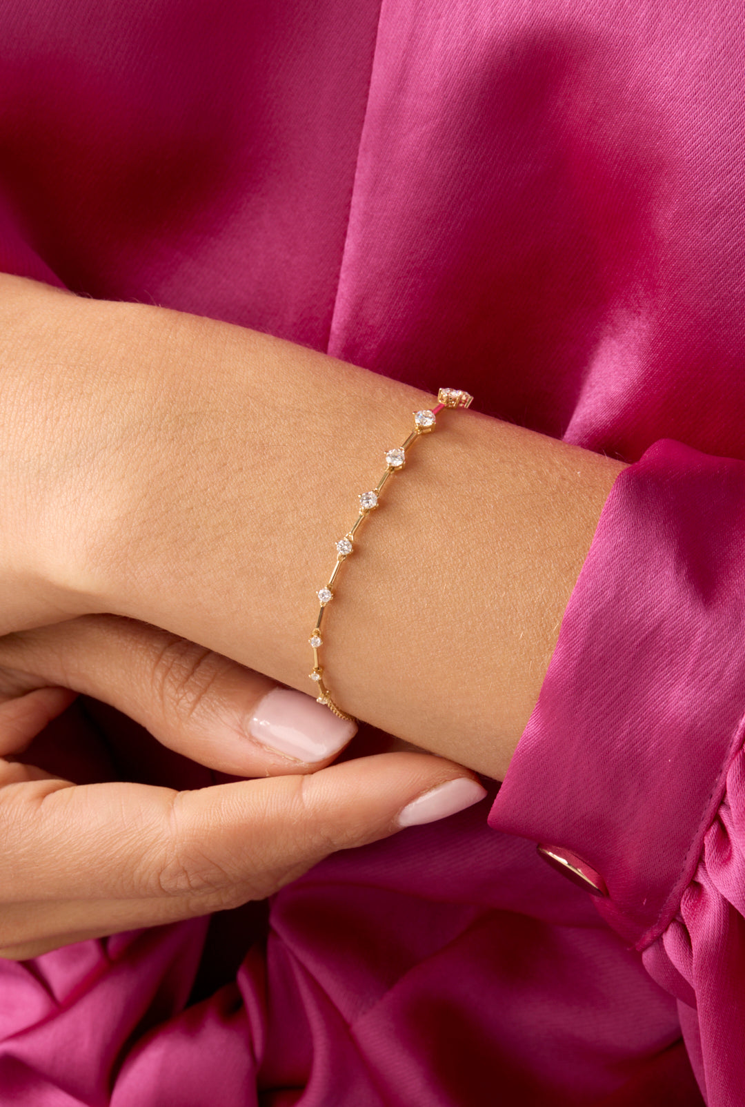 18KW Diamond Station Link Bracelet