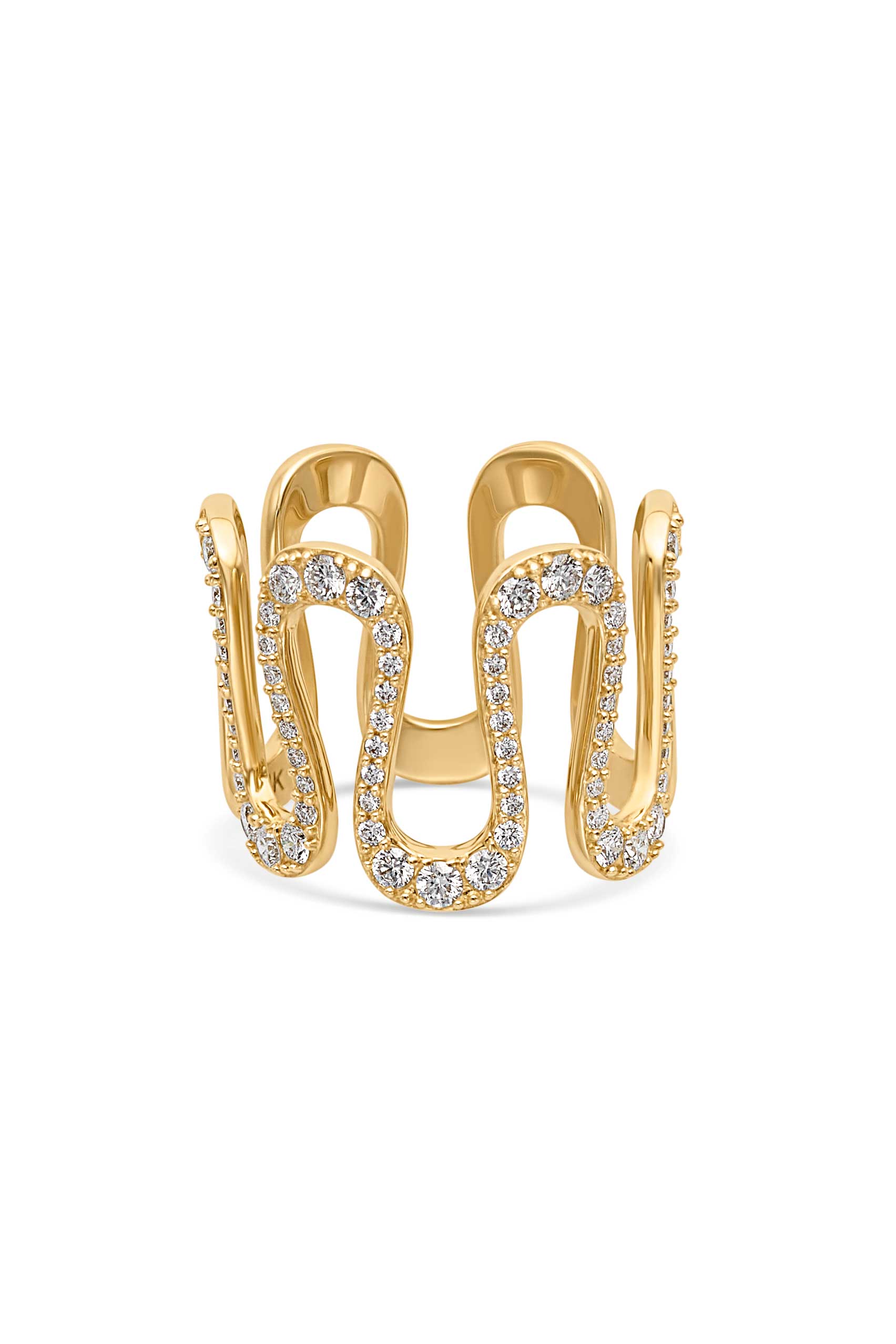 14KY Wide Diamond Squiggle Ring