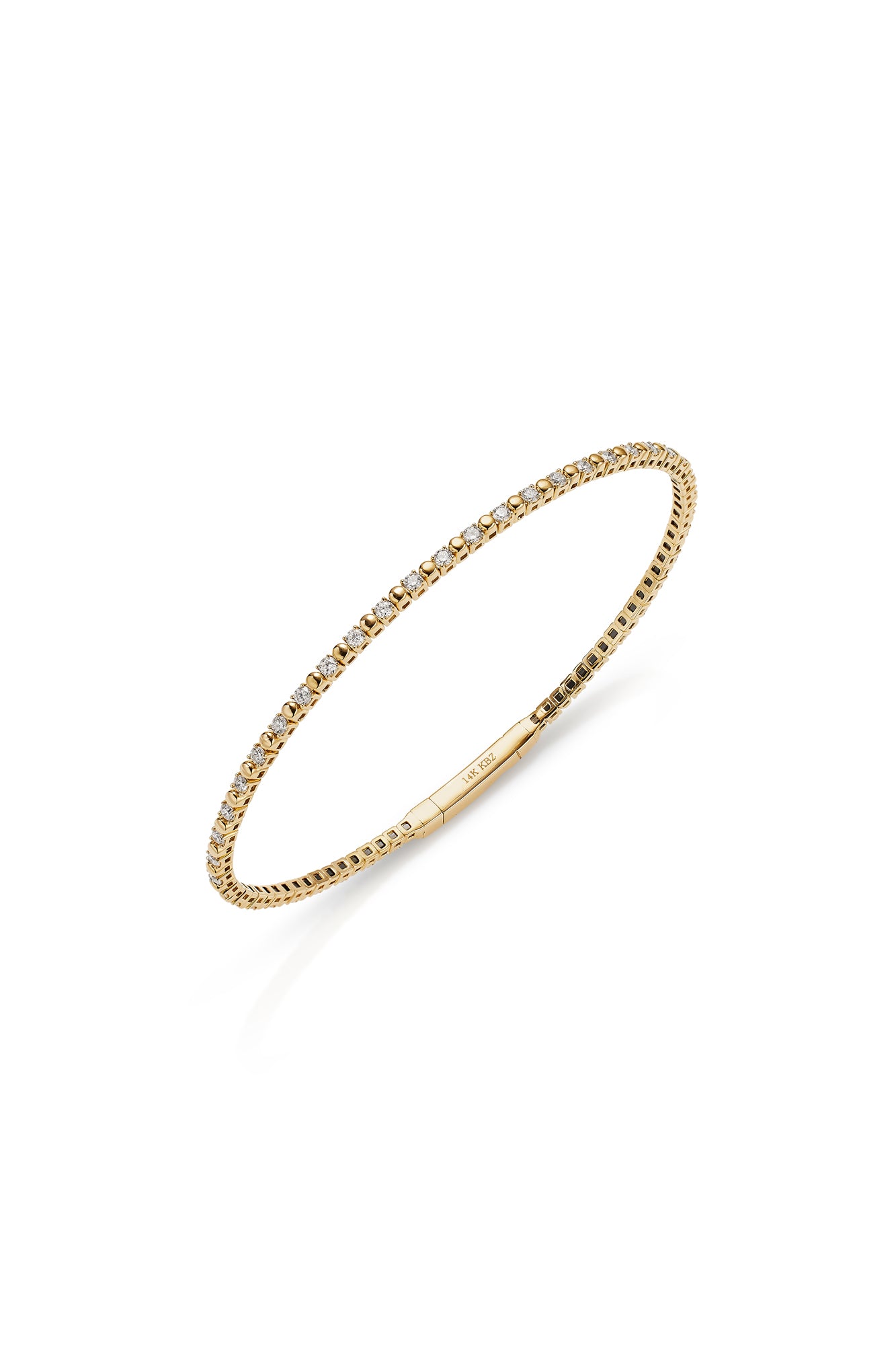 14KY Gold Ball and Diamond Flexible Bracelet