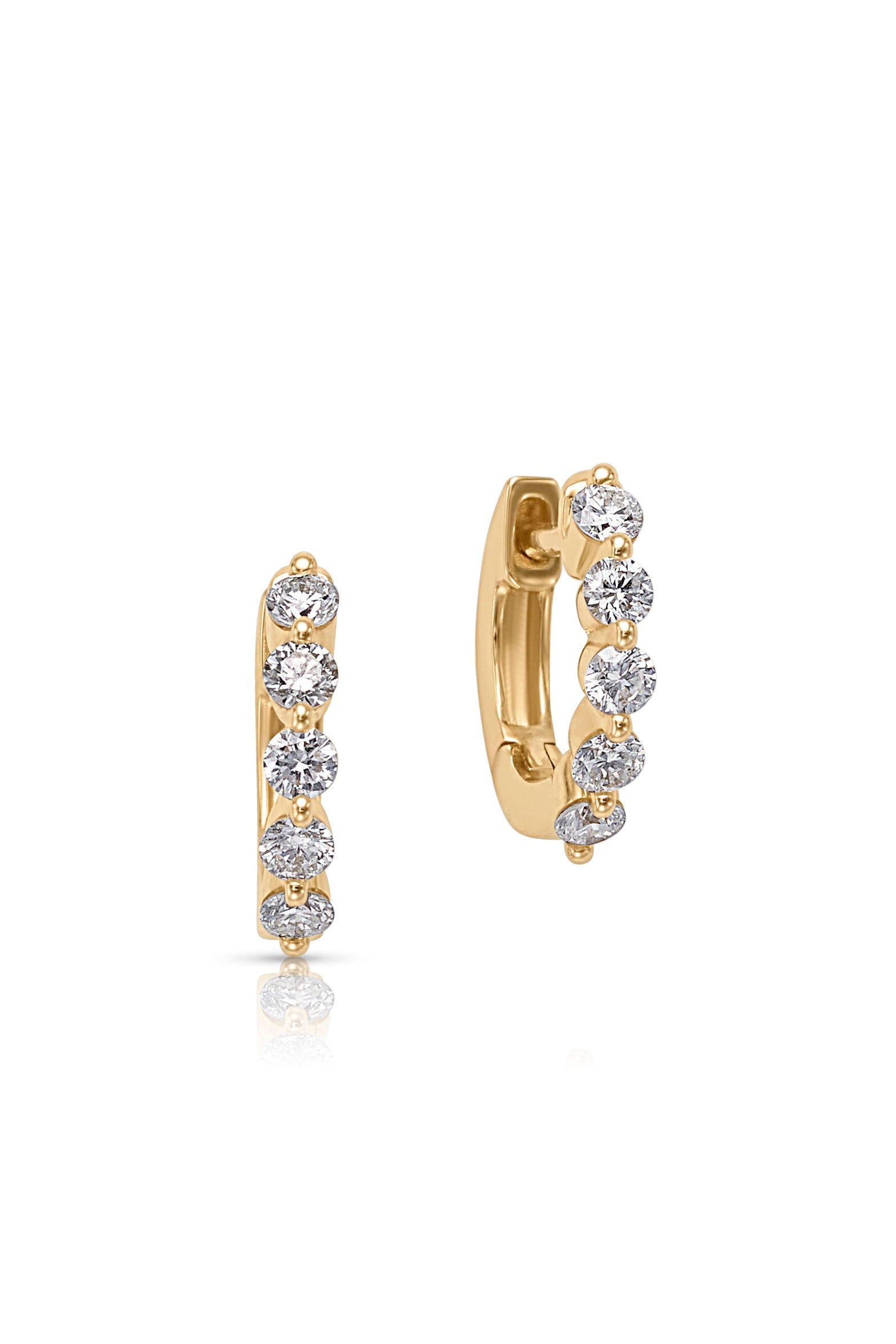 14KY Single Prong Diamond Huggies