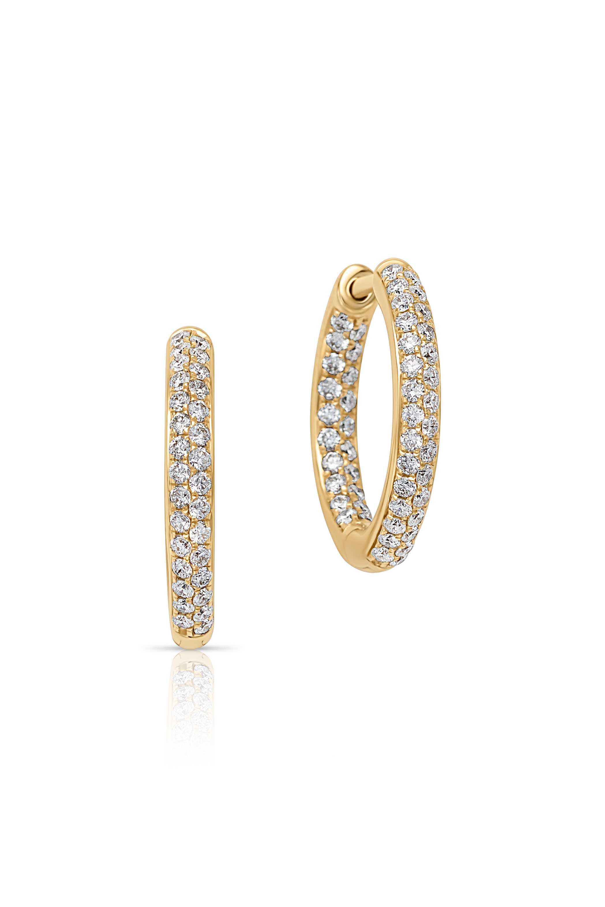 14KY 2 Row Diamond In & Out Hoops