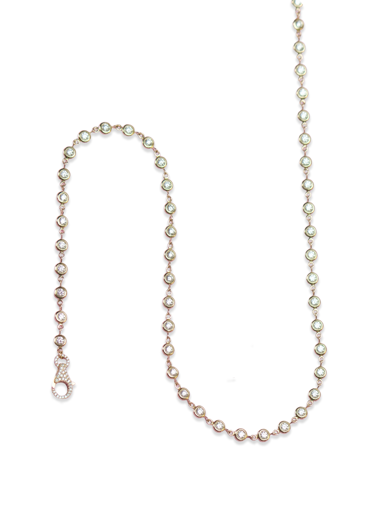 18KY Bezel Set Diamond Necklace with Diamond Clasp-Necklaces-Uneek-Susan Saffron Jewelry