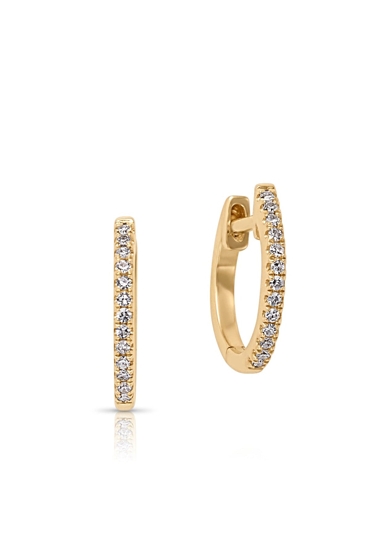 14KY Diamond Huggies-Earrings-Sorte-Susan Saffron Jewelry