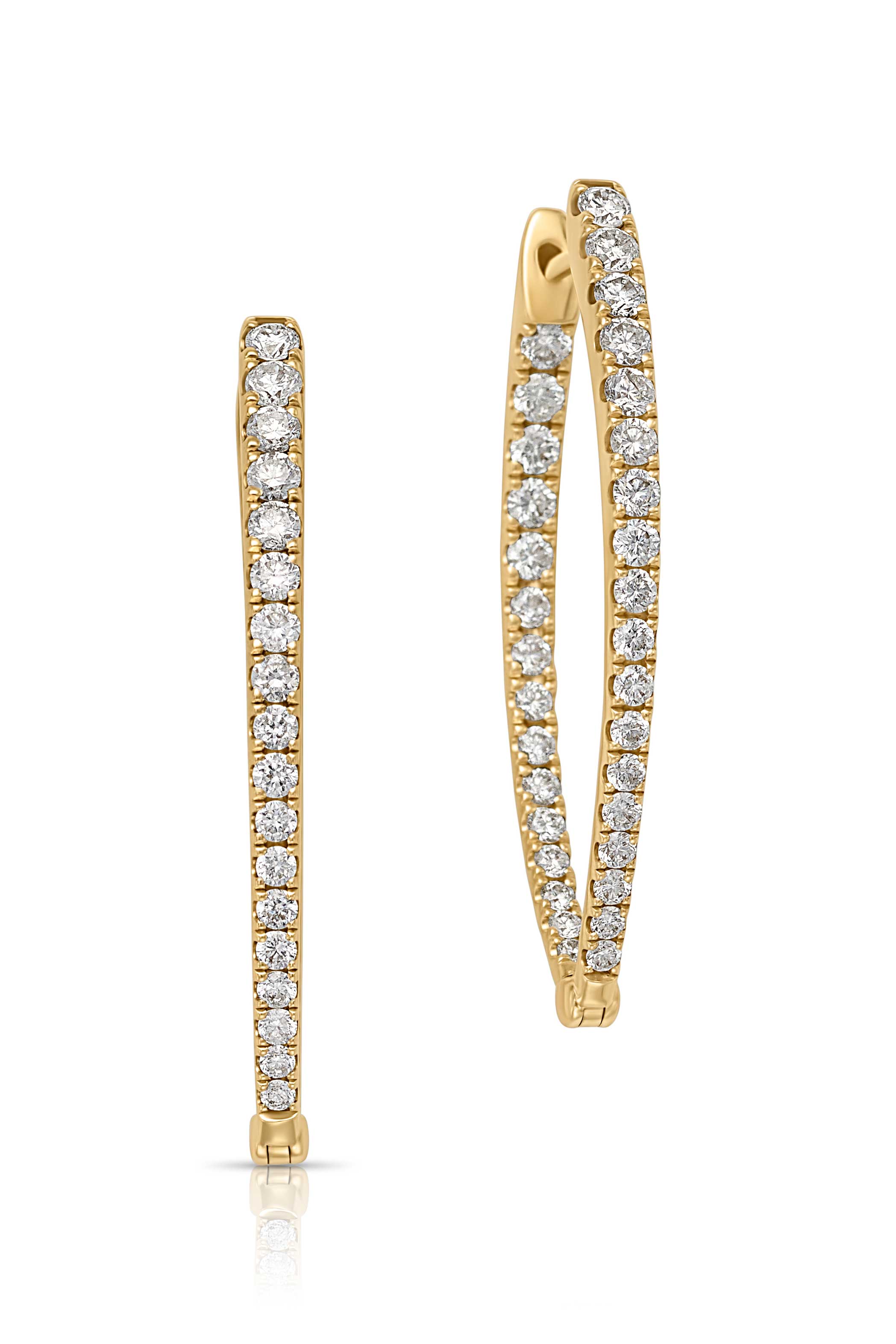 14KY Diamond Inside-Outside Oval Hoops