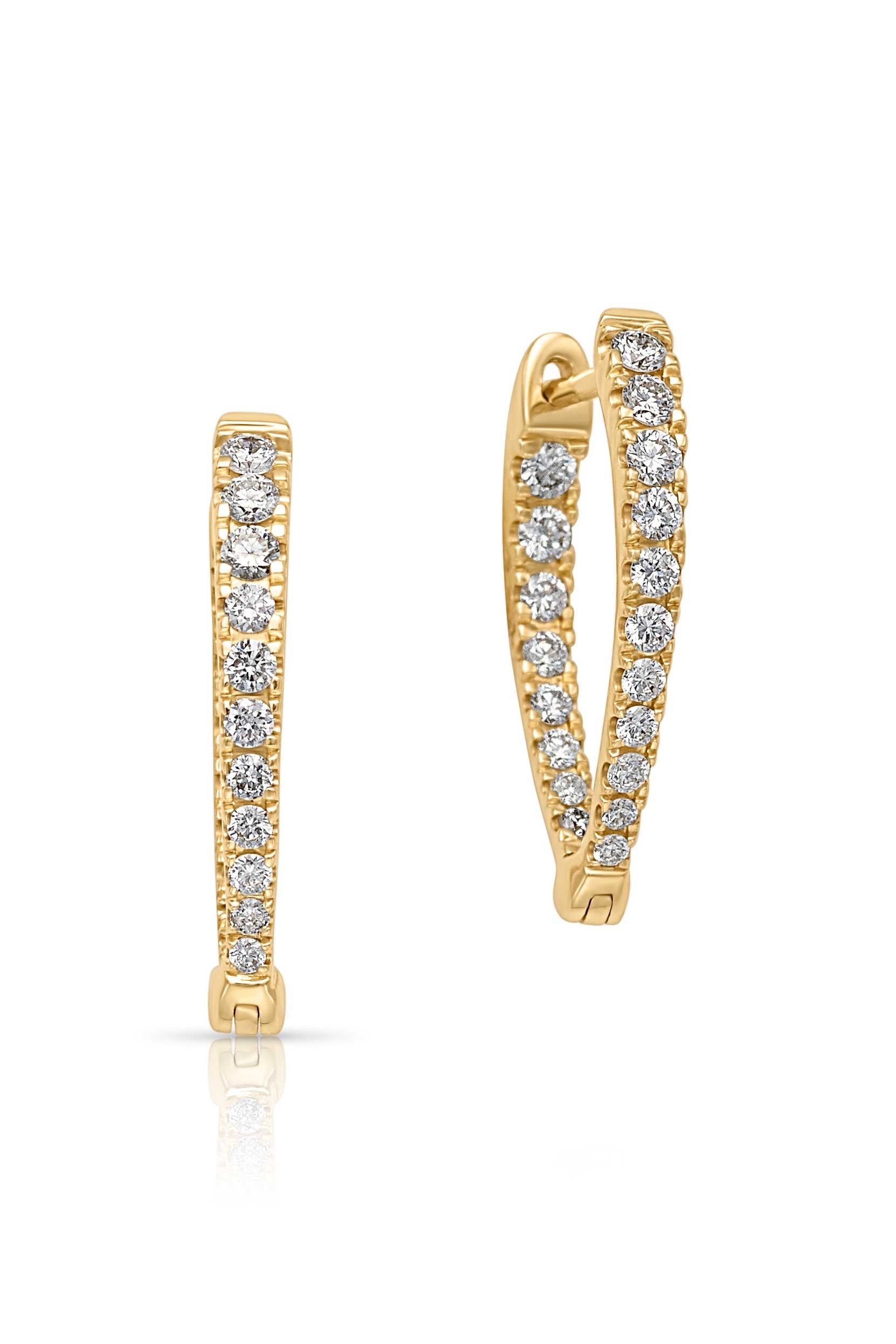 14KY Diamond Inside-Outside Oval Hoops