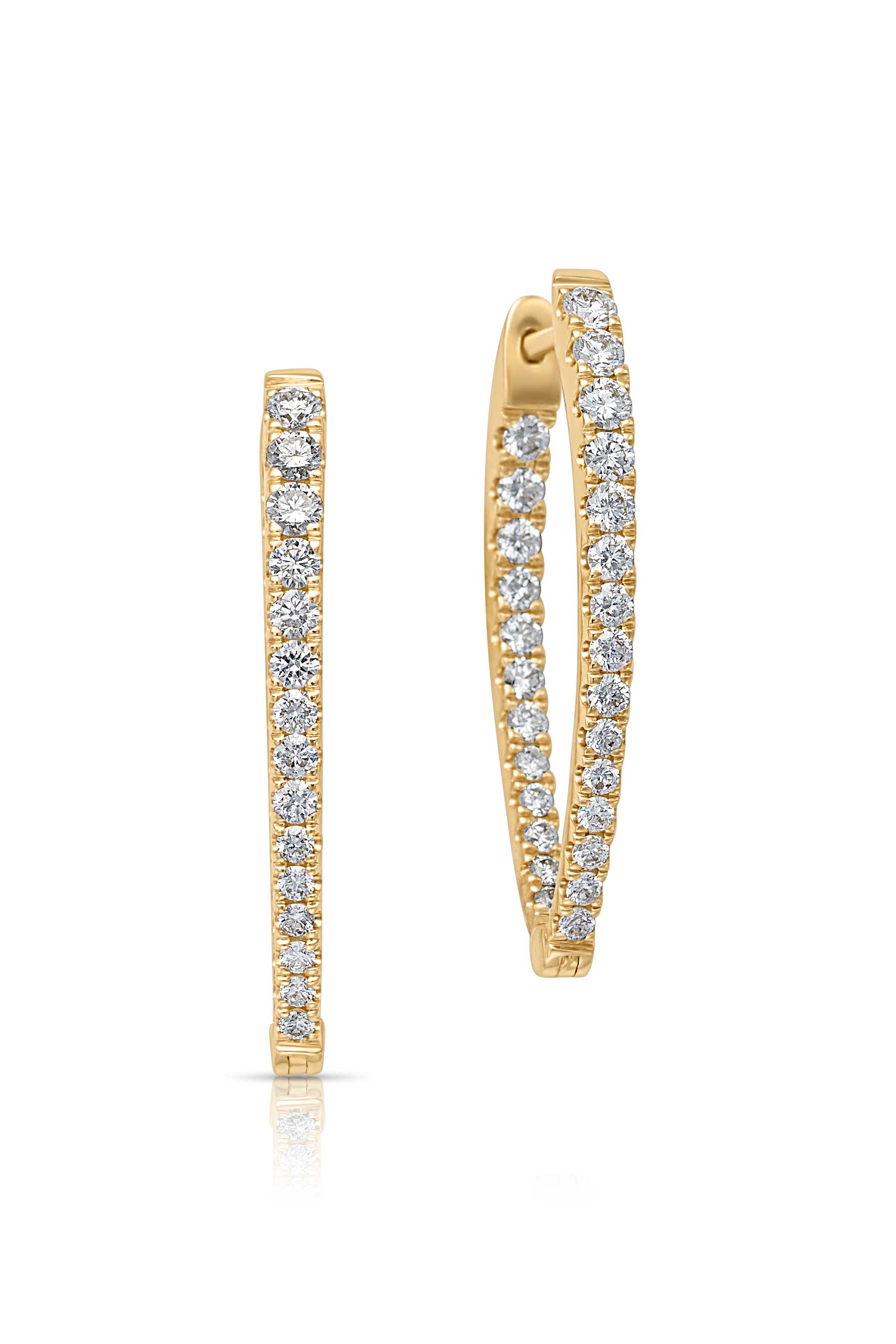 14KY Diamond Inside-Outside Oval Hoops