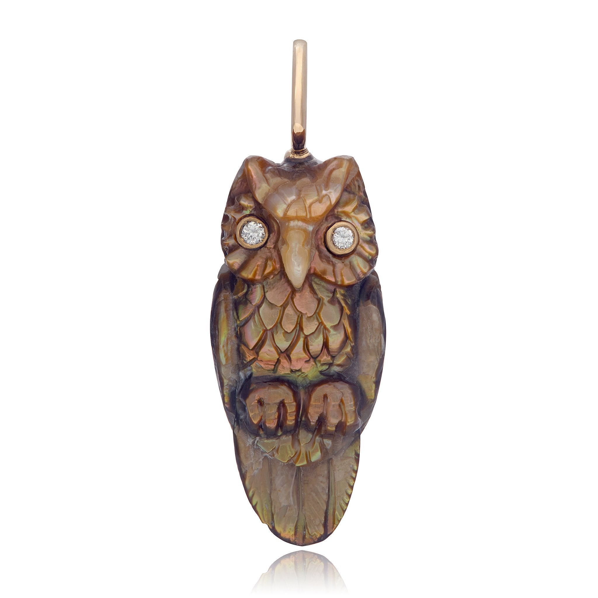14KY Brown Mother Of Pearl Owl