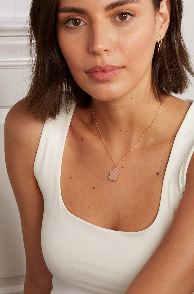 18KY Small Diamond Trefoil Pillow Locket