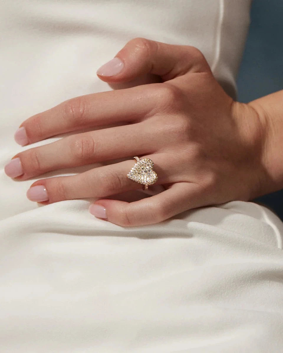 14K Fortune Pave Heart Ring