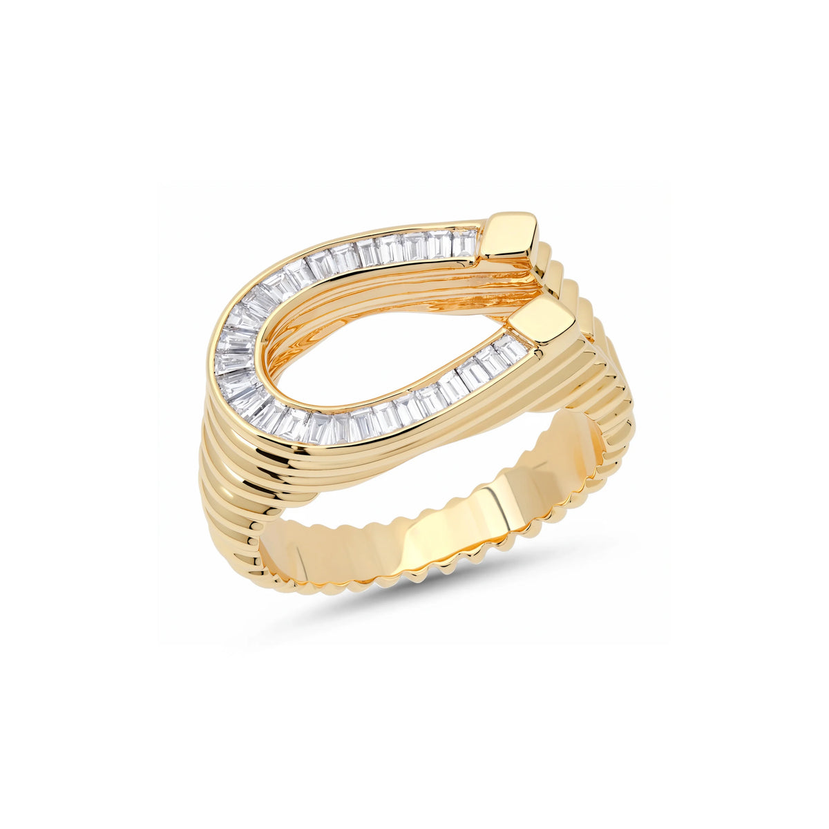 14KY Diamond Encrusted Horseshoe Ring
