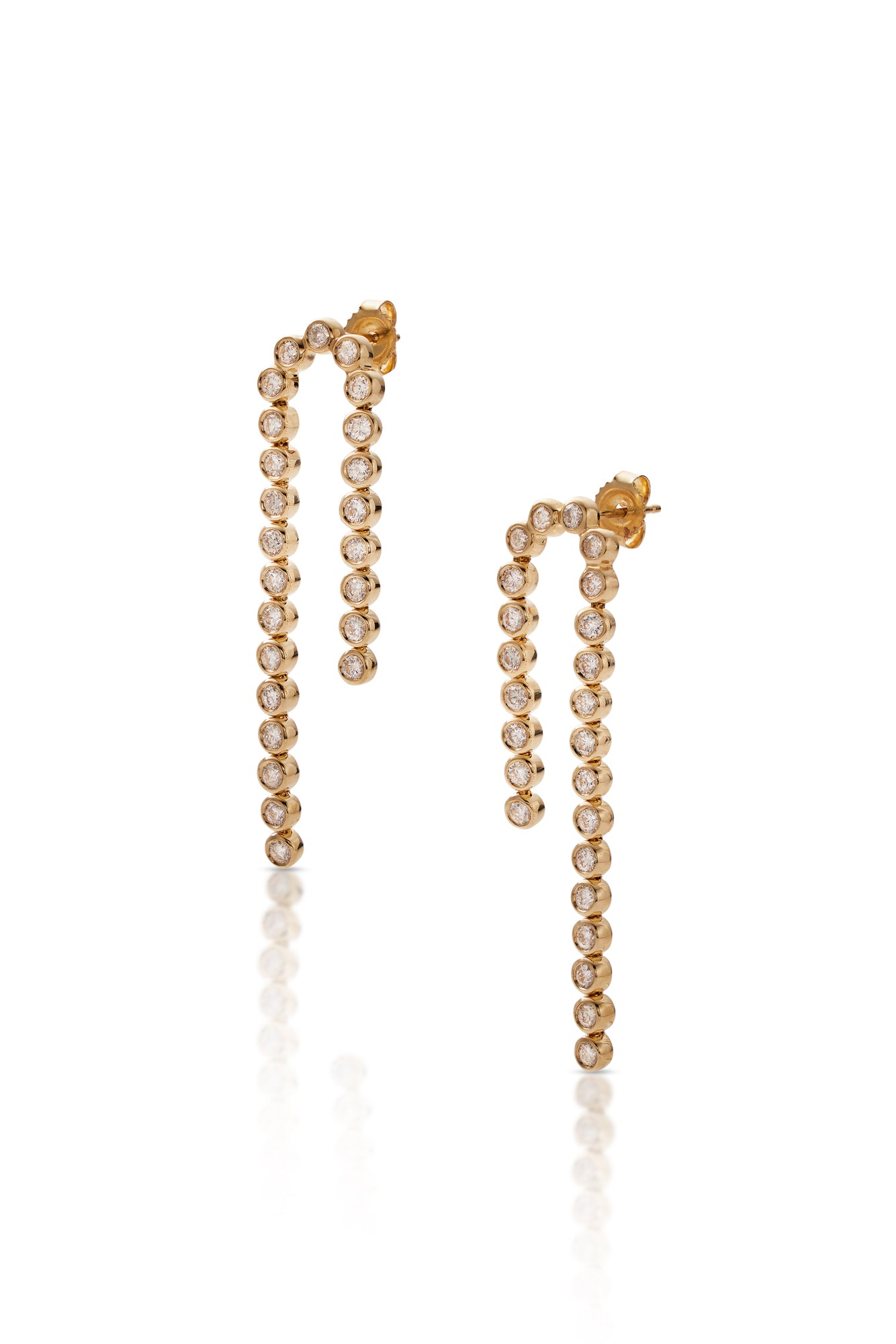 14KY Diamond Bezel U Shape Drop Earrings-Earrings-Rachel Reid-Susan Saffron Jewelry