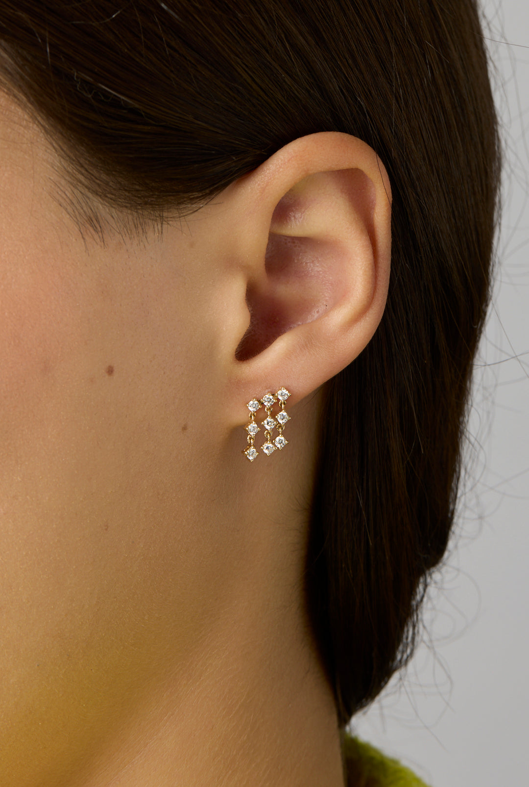 14KY Diamond Dangle Ear Climbers