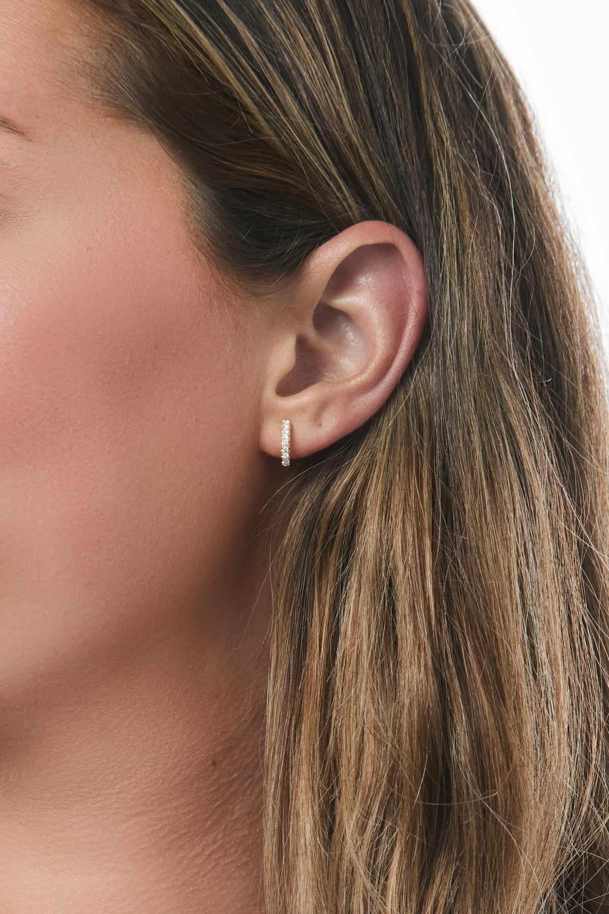 14K Diamond Huggie Earrings