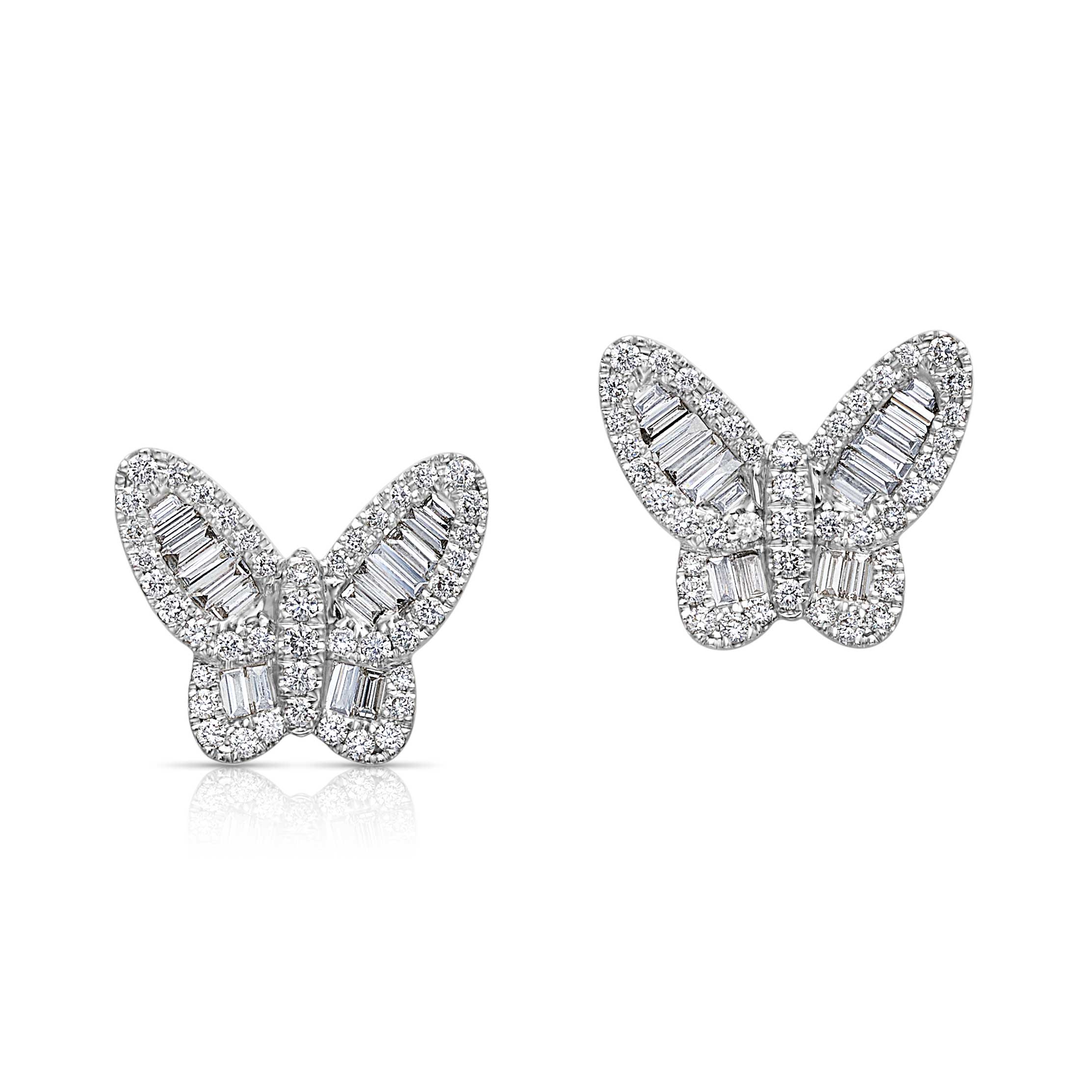 14K Diamond Butterfly Studs