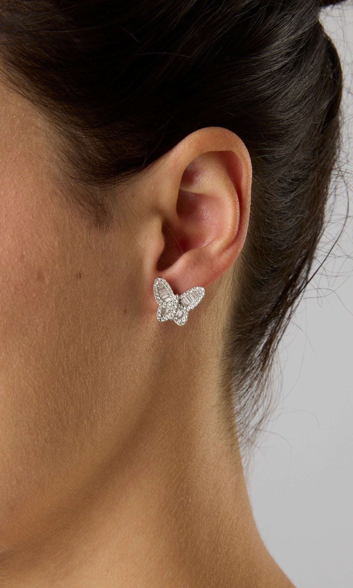 14K Large Diamond Butterfly Studs-Earrings-Saffron Jewelry-14K White Gold-Susan Saffron Jewelry