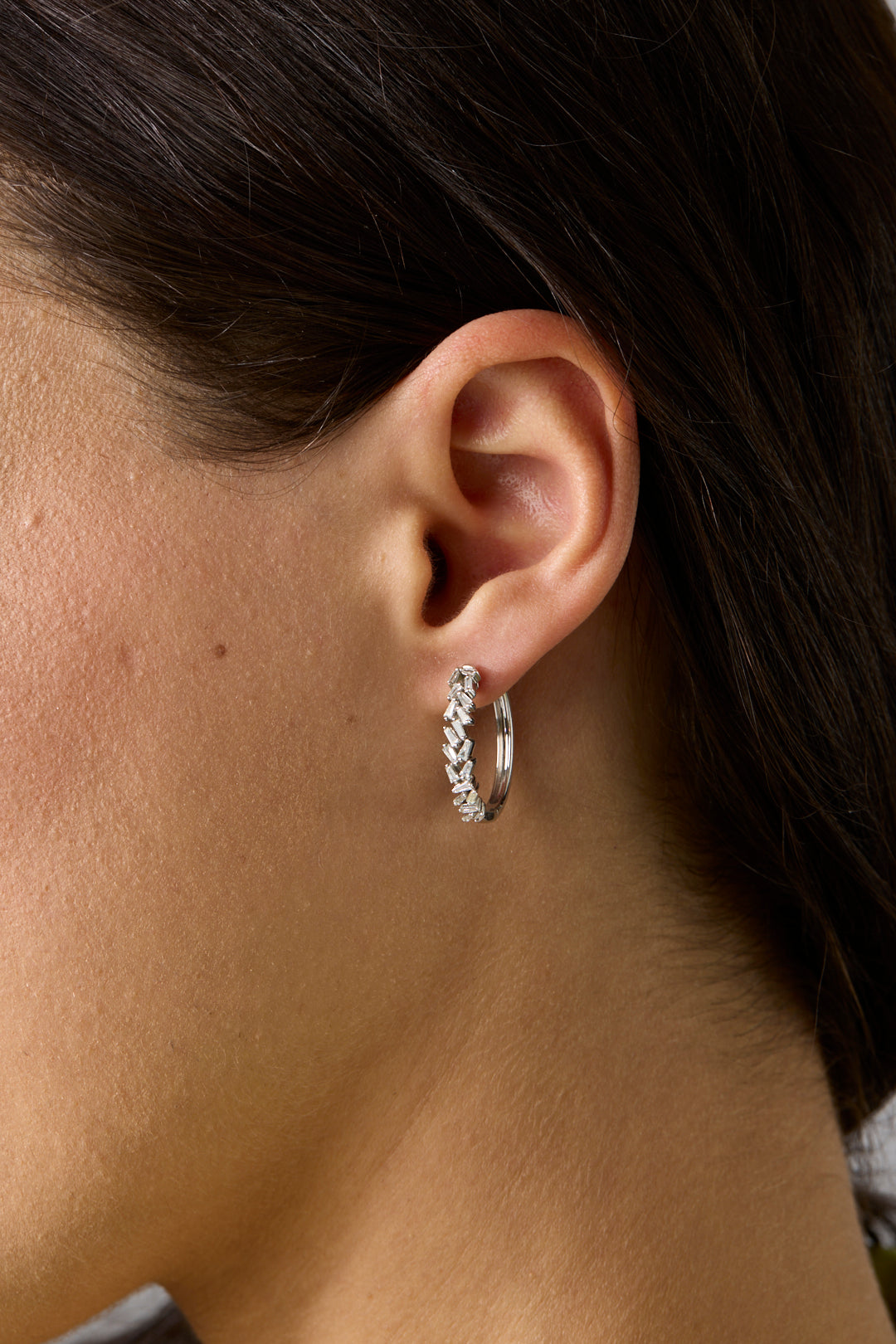 14KW Scattered Baguette Hoops-Earrings-Saffron Jewelry-Susan Saffron Jewelry