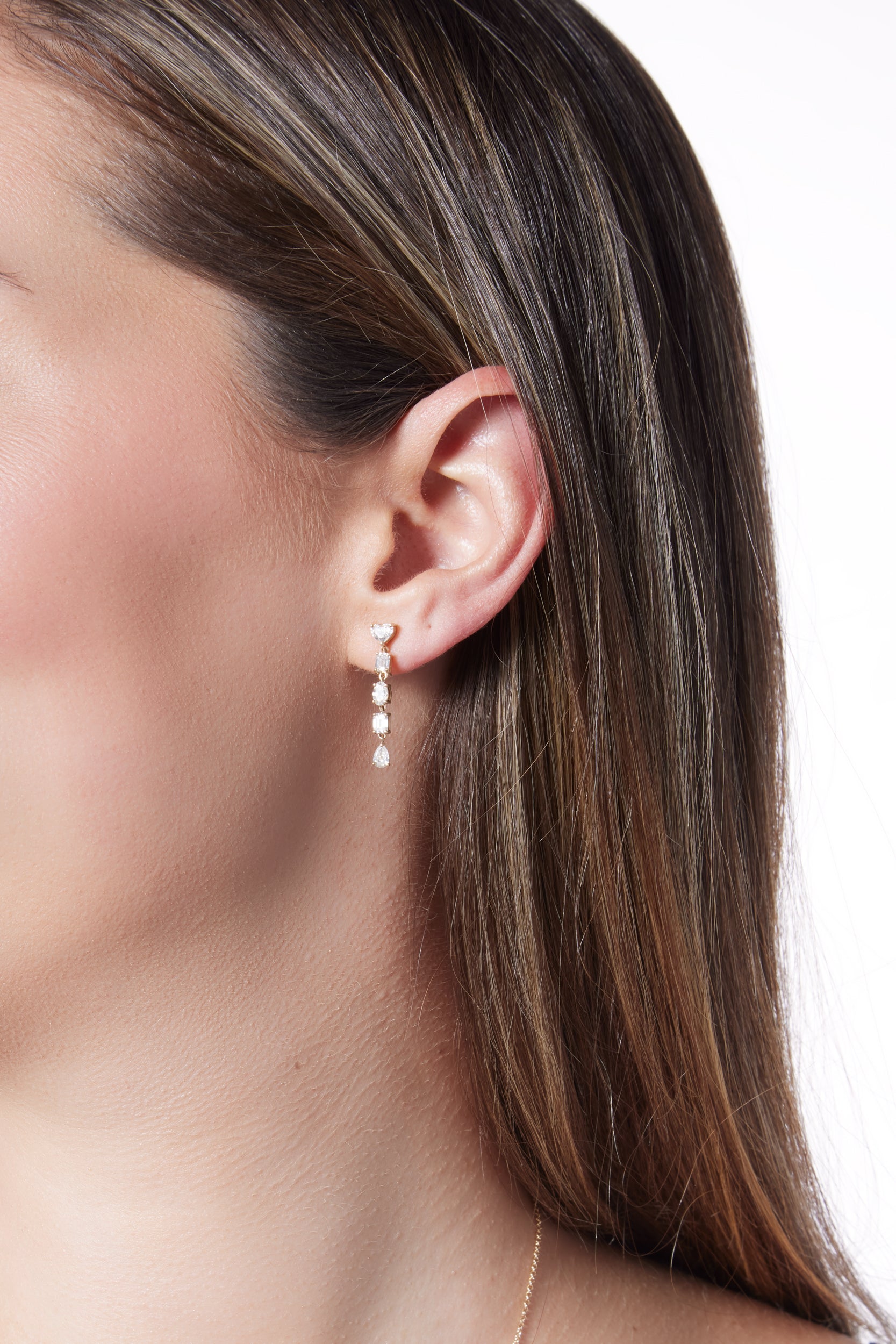 14KY Multi-Shape Diamond Drop Earrings