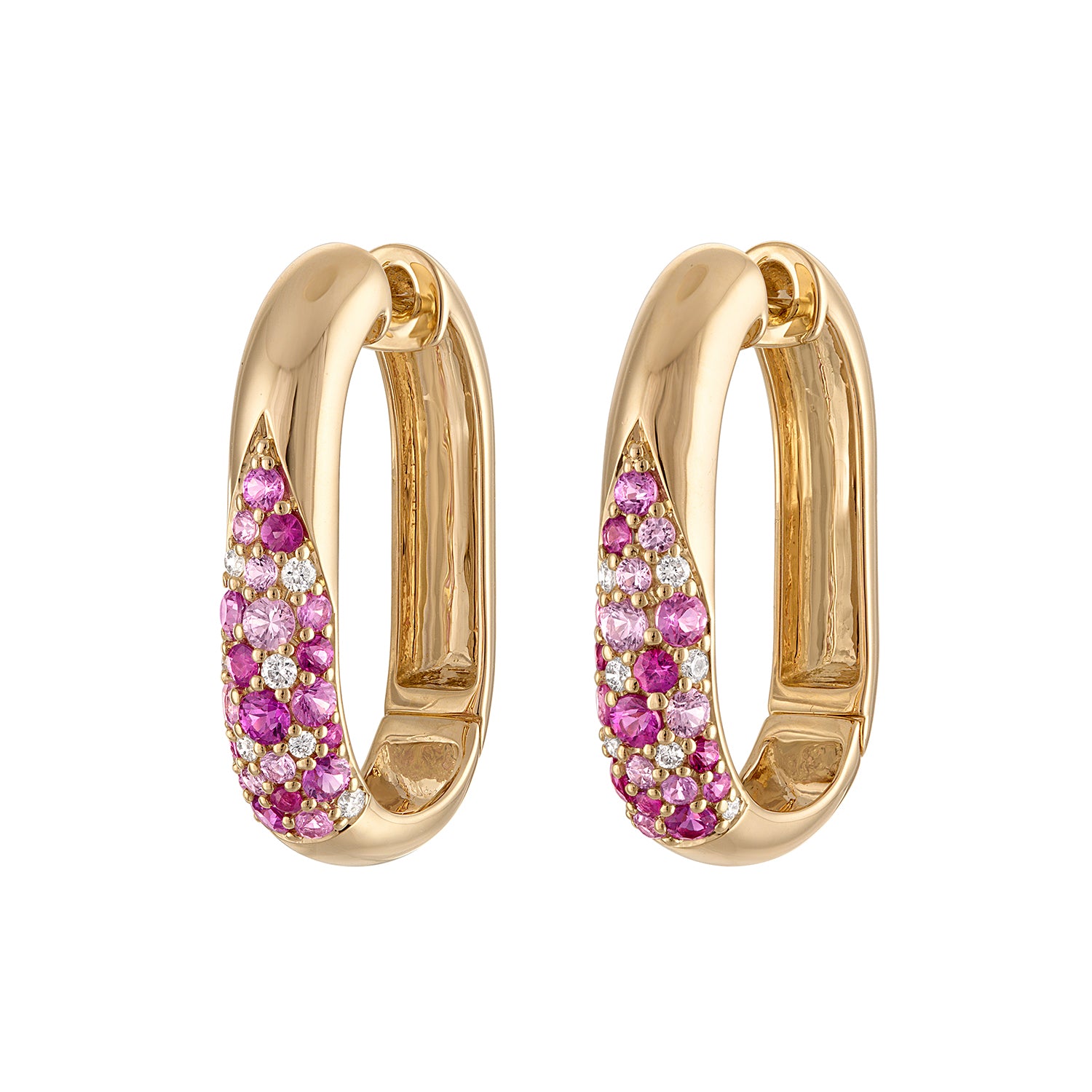 14KY Pink Glitter Elongated Huggies