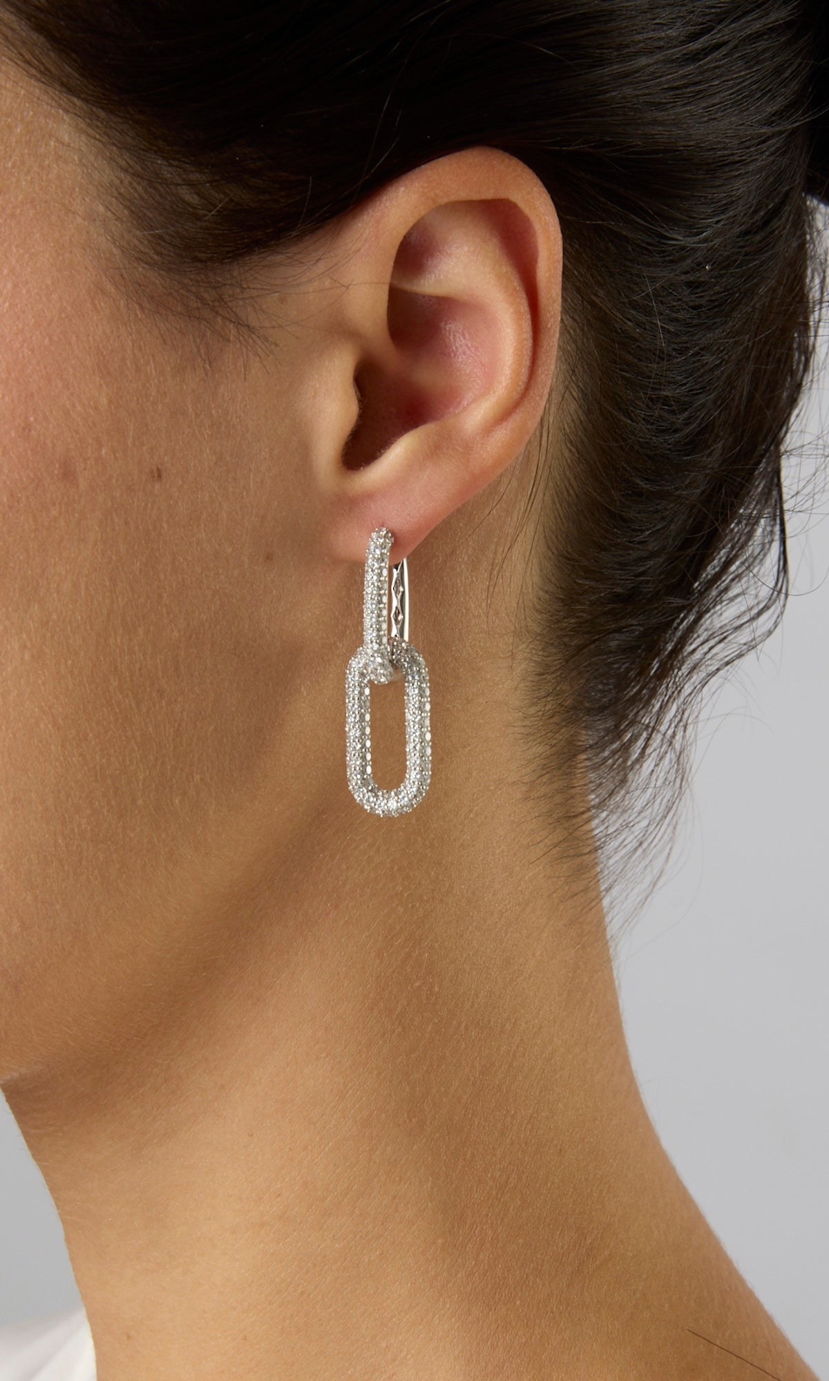 18KW Diamond Link Drop Earring