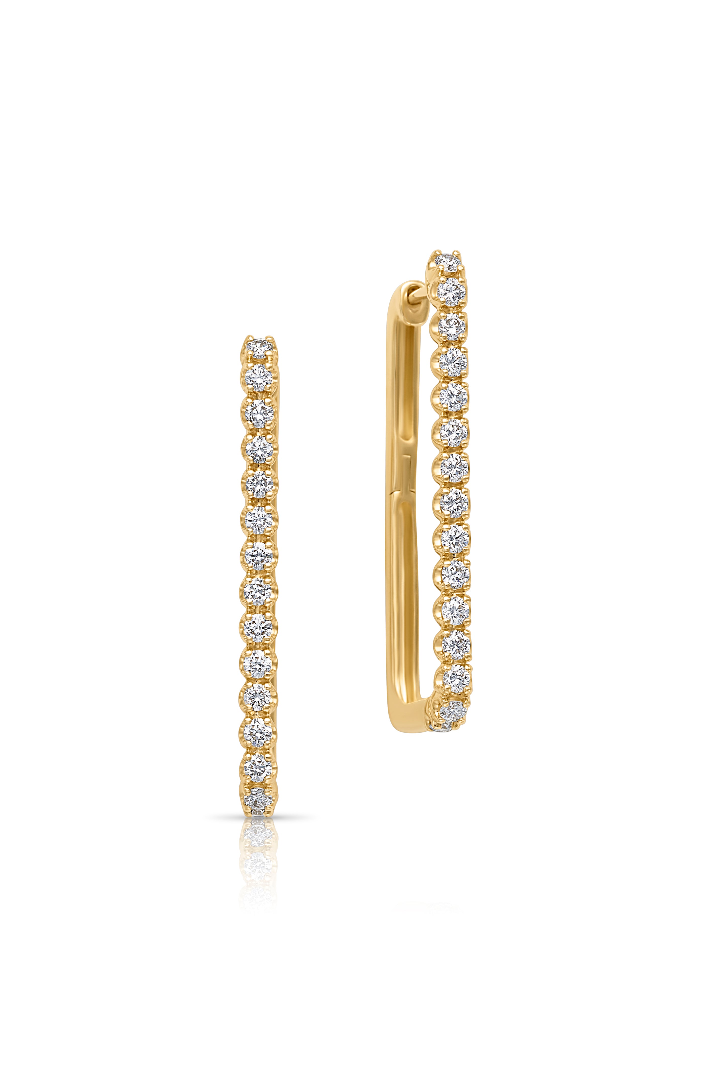 14KY Diamond Paperclip Hoops