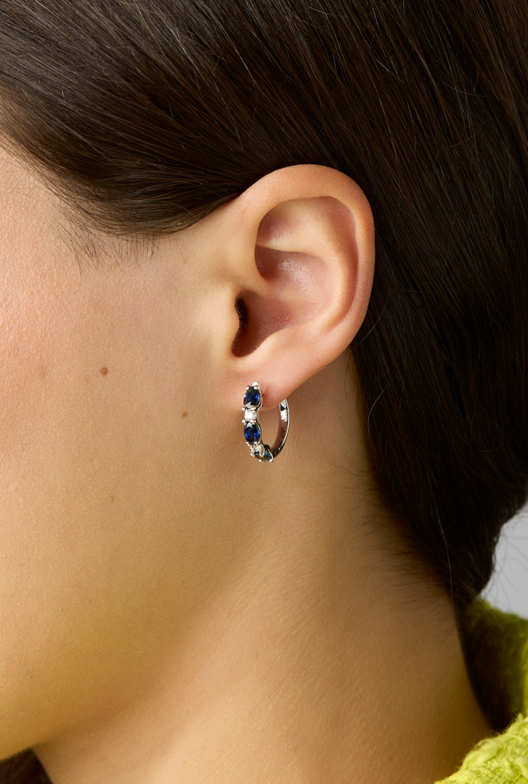 18KW Blue Sapphire and Diamond Earrings