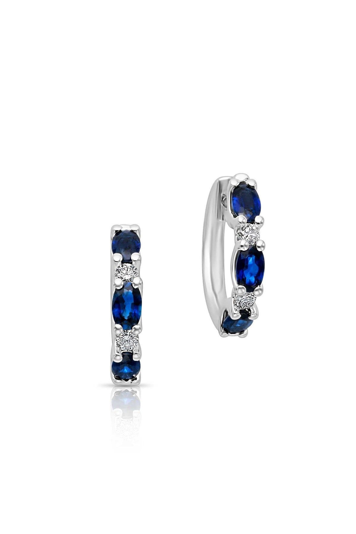 18KW Blue Sapphire and Diamond Earrings