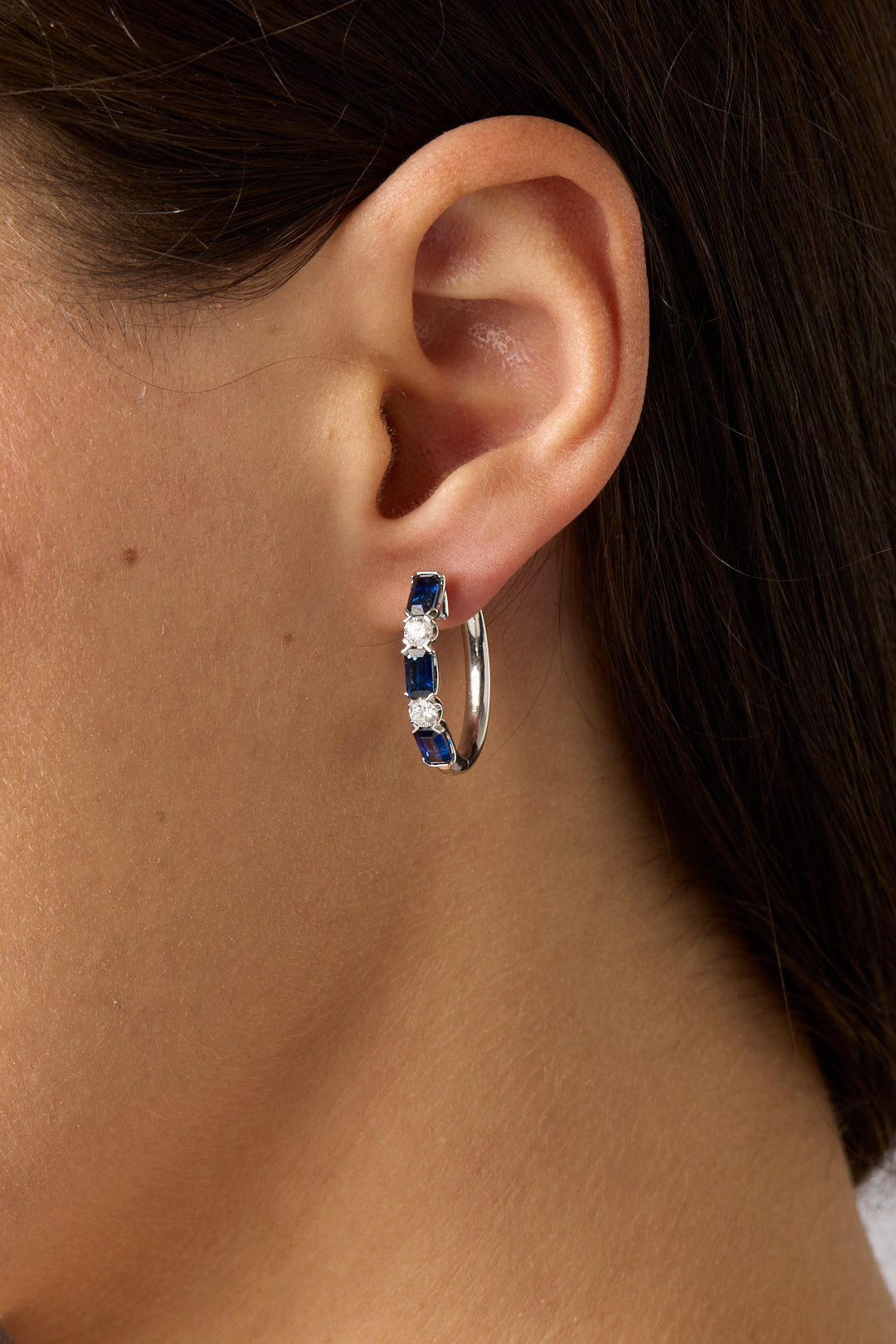 18KW Emerald BS Diamond Hoops-Earrings-Uneek-Susan Saffron Jewelry