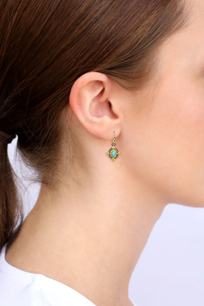 Turquoise and London Blue Crivelli Drop Earrings