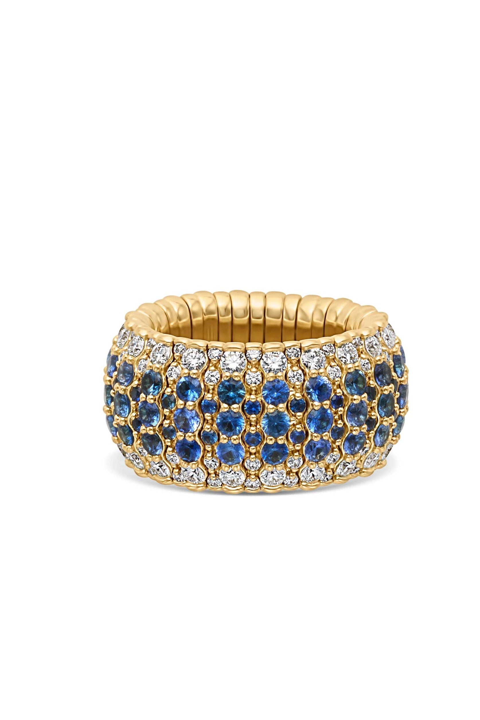 18KY Giotto Blue Sapphire and Diamond Stretch Ring