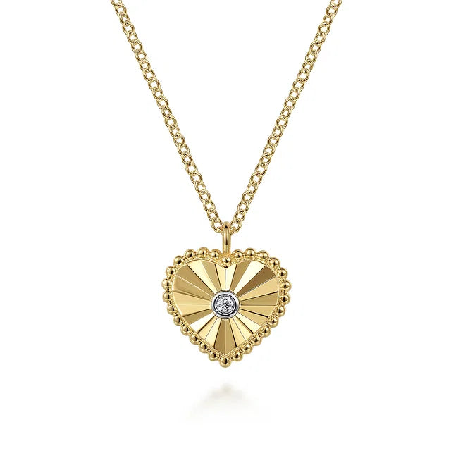 14KWY Diamond and Heart Pendant