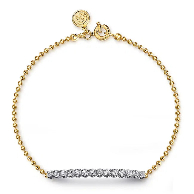 14KYW White Sapphire Bar Bracelet-Bracelets-Gabriel & Co.-Susan Saffron Jewelry