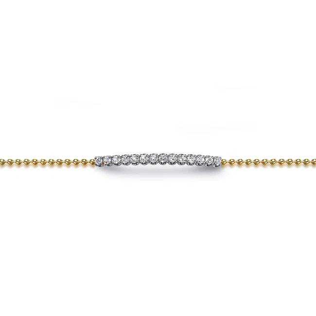 14KYW White Sapphire Bar Bracelet-Bracelets-Gabriel & Co.-Susan Saffron Jewelry
