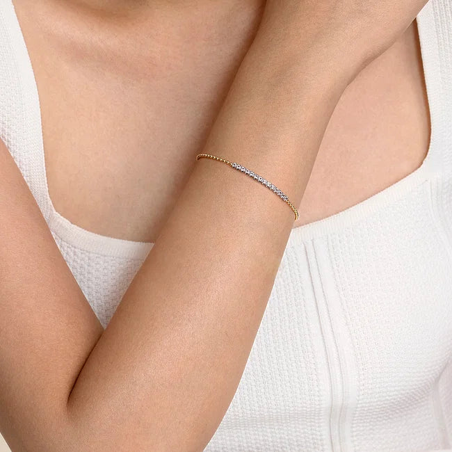 14KYW White Sapphire Bar Bracelet-Bracelets-Gabriel & Co.-Susan Saffron Jewelry