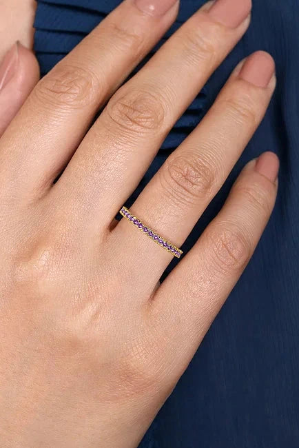 14KY Amethyst Stackable Ring