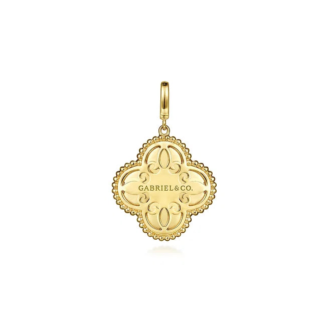 14KY Diamond Clover Medallion Charm-Necklaces-Gabriel & Co.-Susan Saffron Jewelry