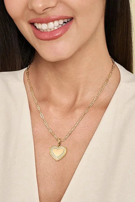 14KY Diamond Heart Medallion Charm