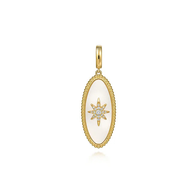 14KY Mother of Pearl Oval Medallion Charm