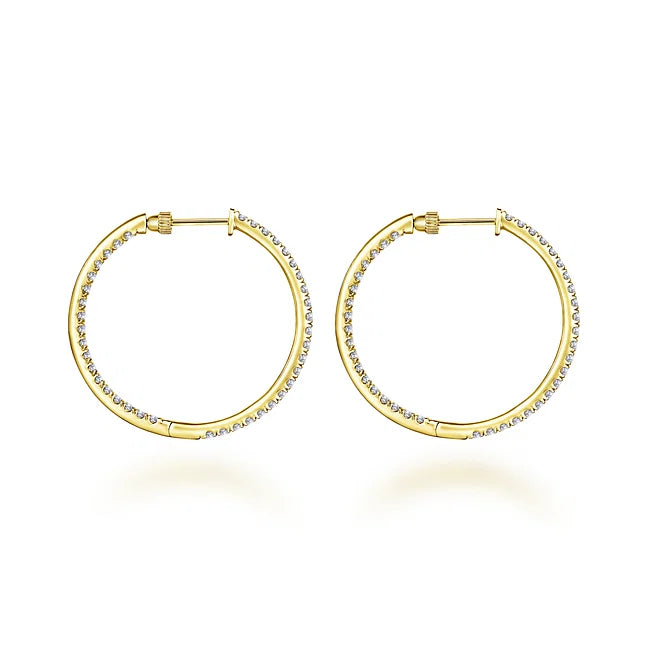 14KY French Pave Round Inside Out Diamond Hoop Earrings-Earrings-Gabriel & Co.-Susan Saffron Jewelry