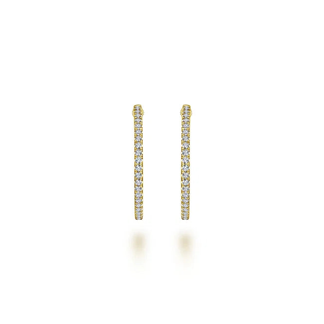 14KY French Pave Round Inside Out Diamond Hoop Earrings-Earrings-Gabriel & Co.-Susan Saffron Jewelry